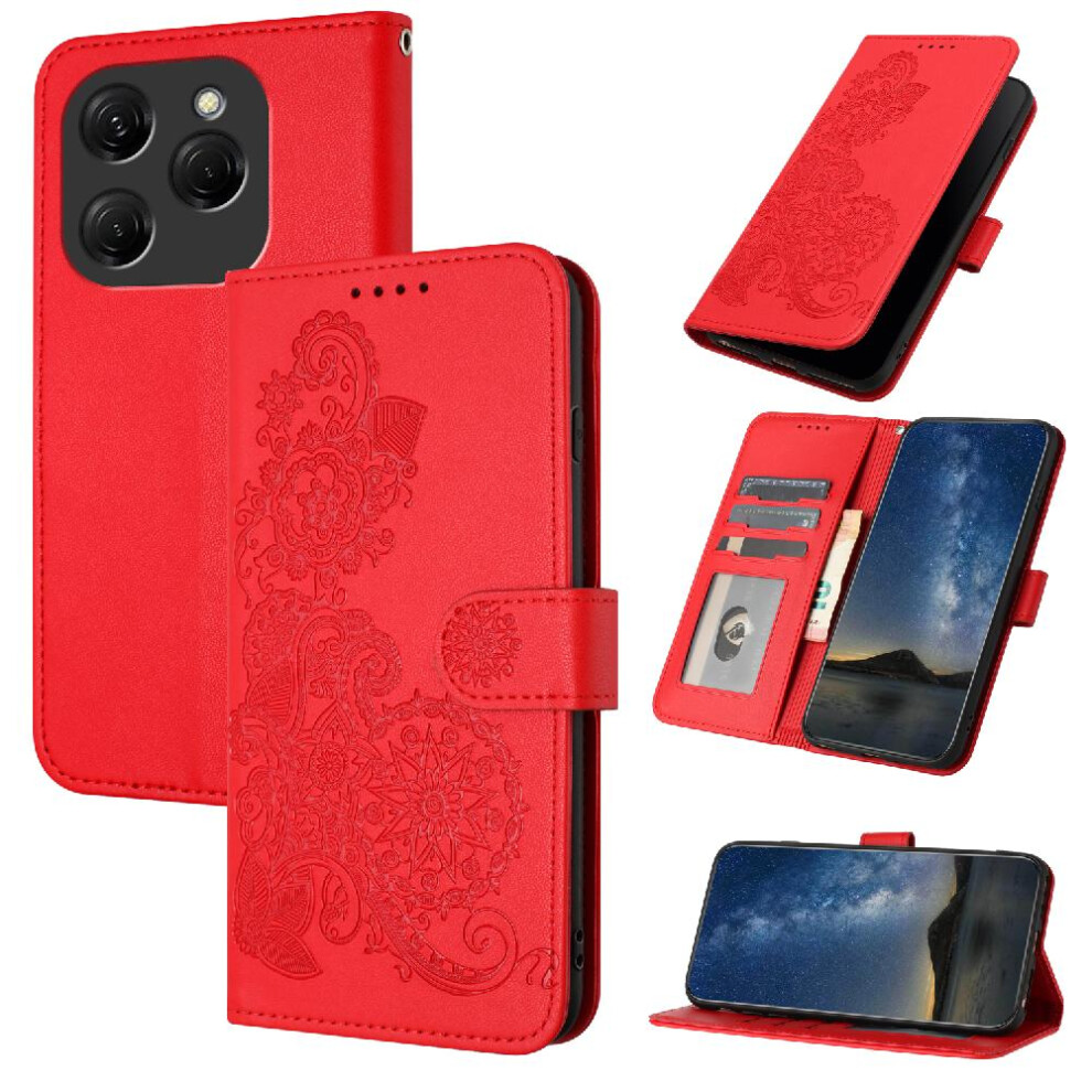 (Red) Case For Tecno Spark 20 Pro Flip Folio Book Kickstand Protective With Card Slot Stand Pu Leather Magnetic Closure Red 764563110315