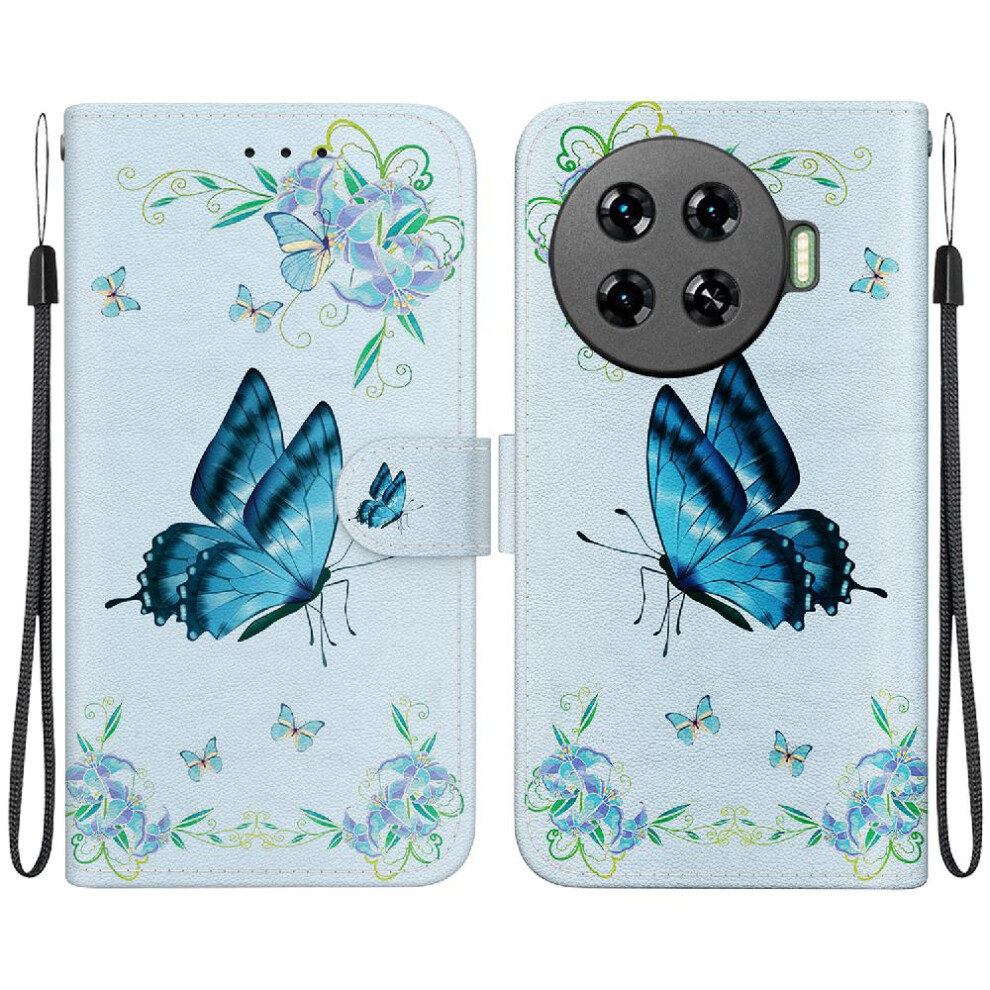 (C11 ) Case For Tecno Spark 20 Pro Plus 4G Card Slots Magnetic Closure Wallet Pu Leather Butterfly Flower Painted 764563108367