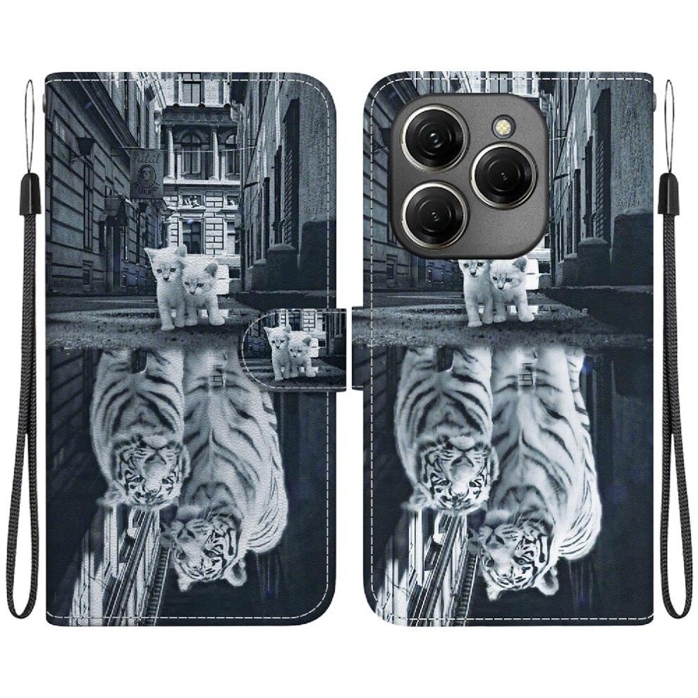 (C6) Case For Tecno Spark 20 Pro 4G Wallet Pu Leather Butterfly Flower Painted Magnetic Closure Card Slots 764563108428