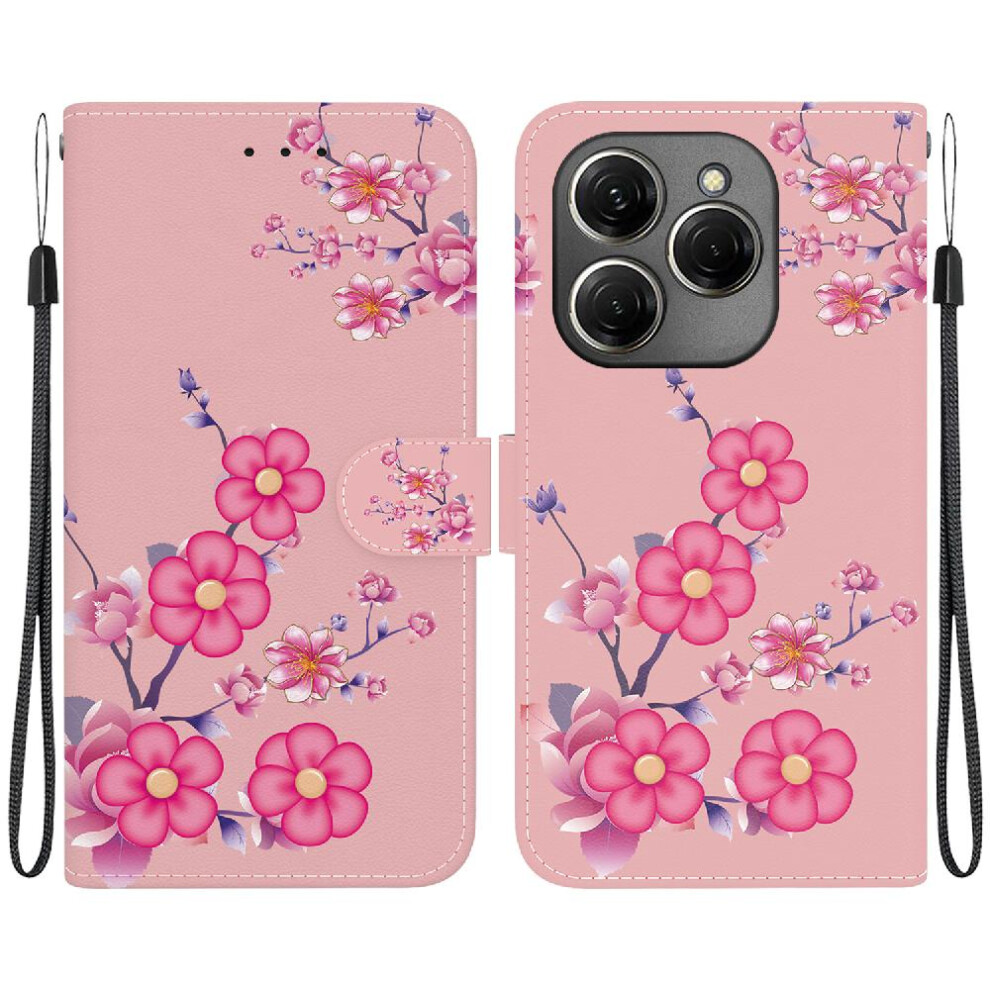 (C10) Case For Tecno Spark 20 Pro 4G Wallet Pu Leather Butterfly Flower Painted Magnetic Closure Card Slots 764563108466