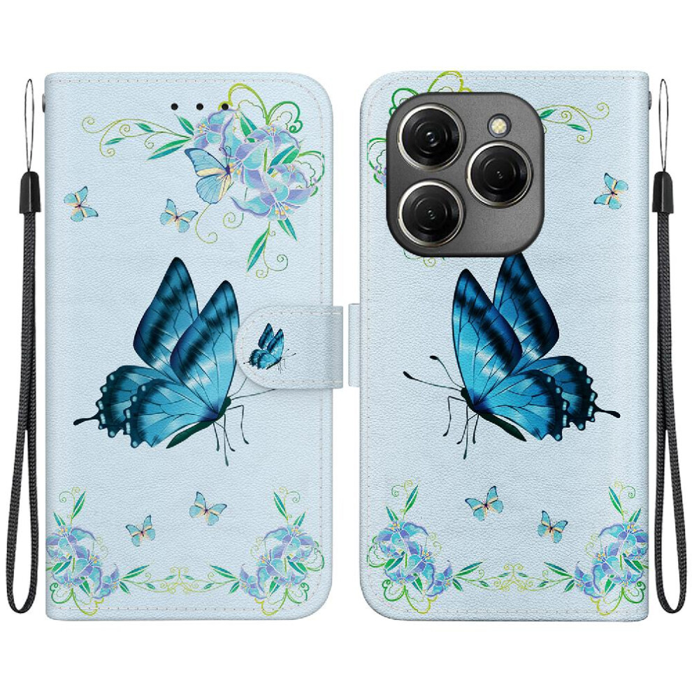 (C11 ) Case For Tecno Spark 20 Pro 4G Wallet Pu Leather Butterfly Flower Painted Magnetic Closure Card Slots 764563108473