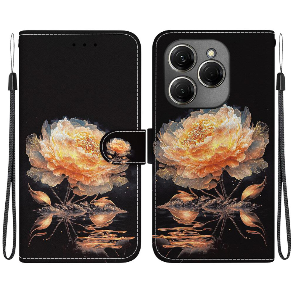 (C2) Case For Tecno Spark 20 Pro 4G Wallet Pu Leather Butterfly Flower Painted Magnetic Closure Card Slots 764563108381