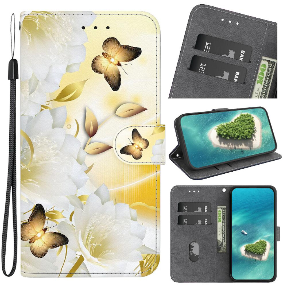 (C7 ) Case For Tecno Spark 20 Pro Plus 4G Card Slots Magnetic Closure Wallet Pu Leather Butterfly Flower Painted 764563108329