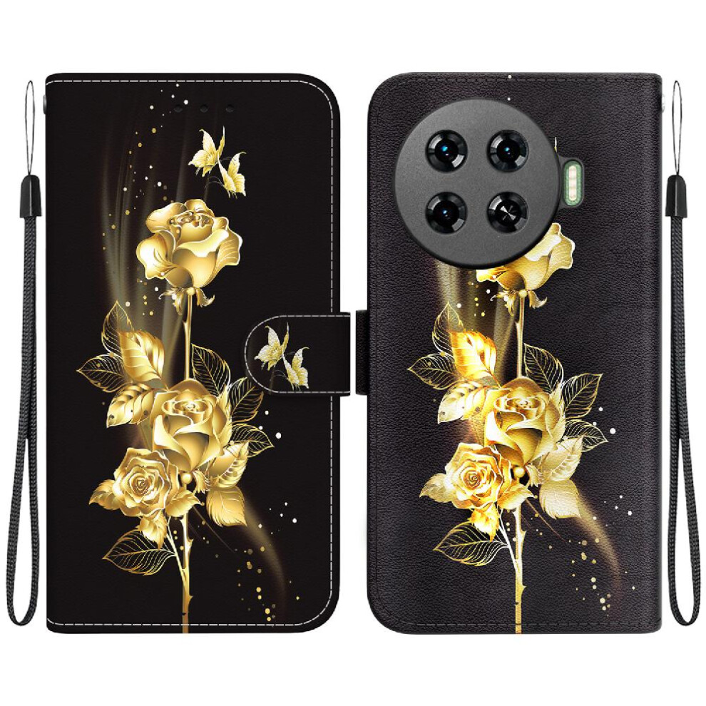 (Ohter) Case For Tecno Spark 20 Pro Plus 4G Card Slots Magnetic Closure Wallet Pu Leather Butterfly Flower Painted 764563108299