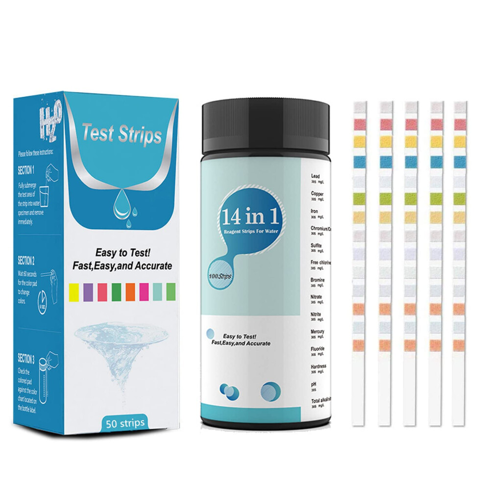 Drinking Water Test Strips, 14 in 1 Water Tester for Well, Tap Water, pH, Lead, Nitrate, 25 Pack