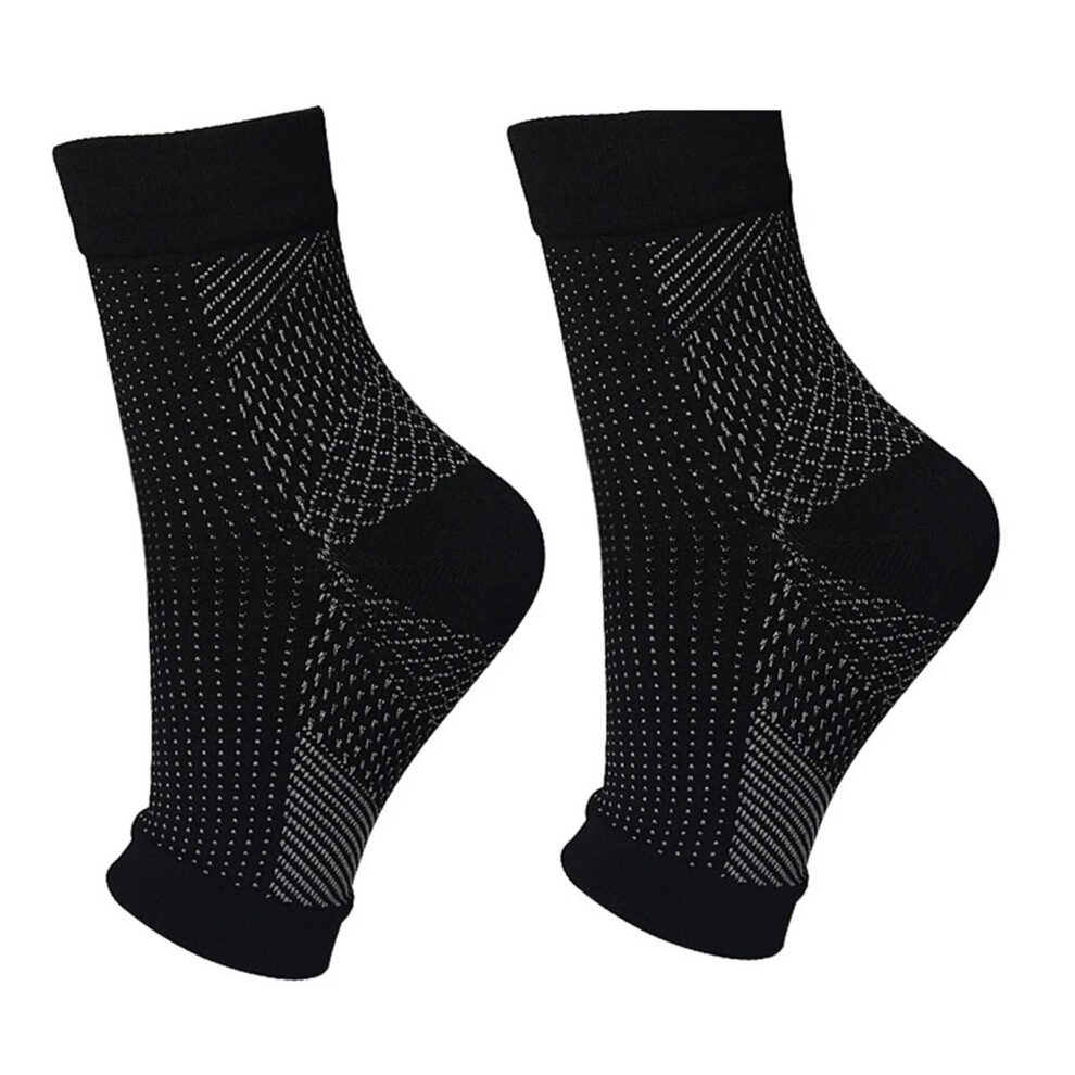 Ankle brace with copper compression socks for sport, running, yoga (S/M)