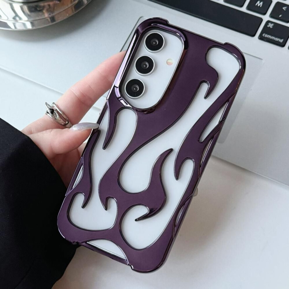 (As The Picture, ) For Samsung Galaxy A16 4G/5G Case Hollow Flame Design Electroplated Tpu Phone Cover Purple 4321417027128