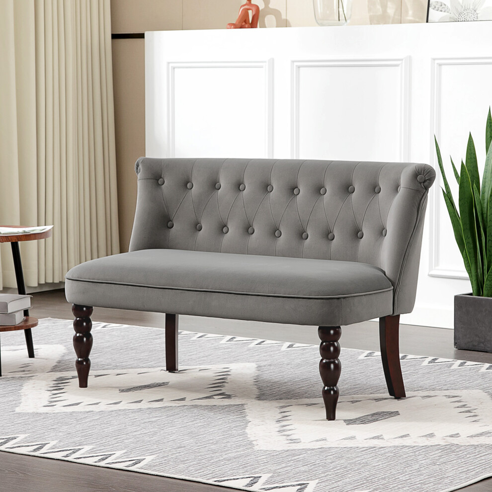 HOMCOM 2 Seater Velvet Lounger Sofa - Charcoal Grey - Image 3