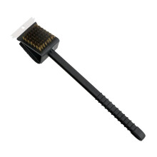 3 in 1 Copper Wire Corner Brush Sponge and Scoop Copper Wire Grill Tool Grill Cleaning Brush Grill Oven Cleaning Long Handle Black Ref: 3662