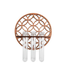 Round plant shelf made of solid wood, creative hanging shelf, test tube vase, wall ornament