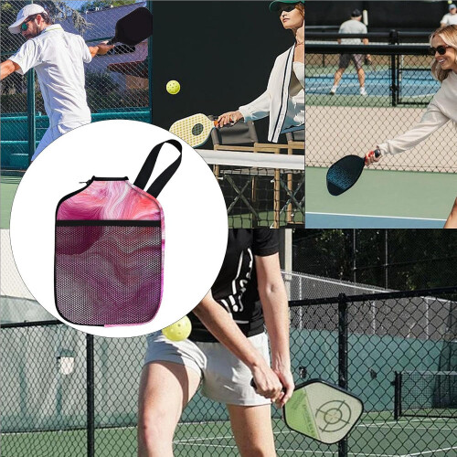 Pickleball paddle cover with bag and carrying strap, protective cover Pink 2