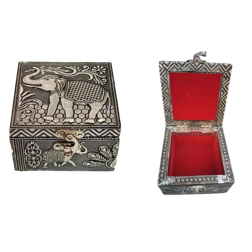 Metal Return Gifts, Storage Box With Elephant Design, Jewellery Organizer For Women, Jewelry Box, Return Gifts, Multicolor