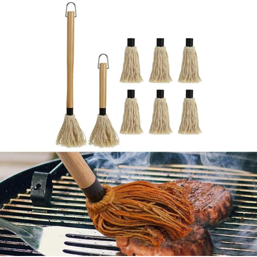 Barbecue Mop Reliable for Grilling Basting Mop with 6 Extra Brushes, Long Lasting Performance (B) 2