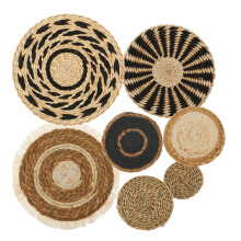 7 pieces boho wall basket decor hanging woven wall basket decor seagrass rattan rattan rattan boho wall decoration round wall art Ref: 3351
