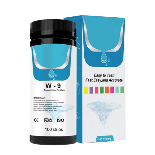 Precise 9in1 pool water test strips, 100 strips for total alkalinity, pH