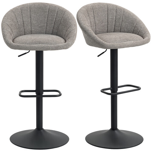 Homcom HOMCOM Swivel Bar Stools Set of 2 Height Adjustable Bar Chairs Grey 1
