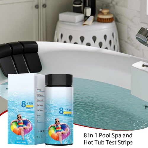 Test strips for pool water  8way pH test strips  100 strips for alkalinity, pH, chlorine 1