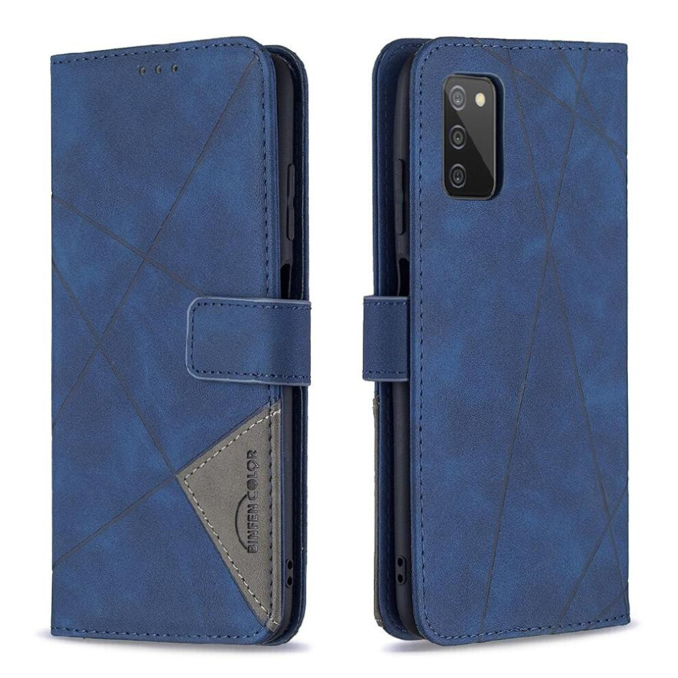 (Blue) Flip Case For Samsung Galaxy A03s Protective Pu Leather Card Holder Kickstand Shockproof Magnetic Blue 764563110957