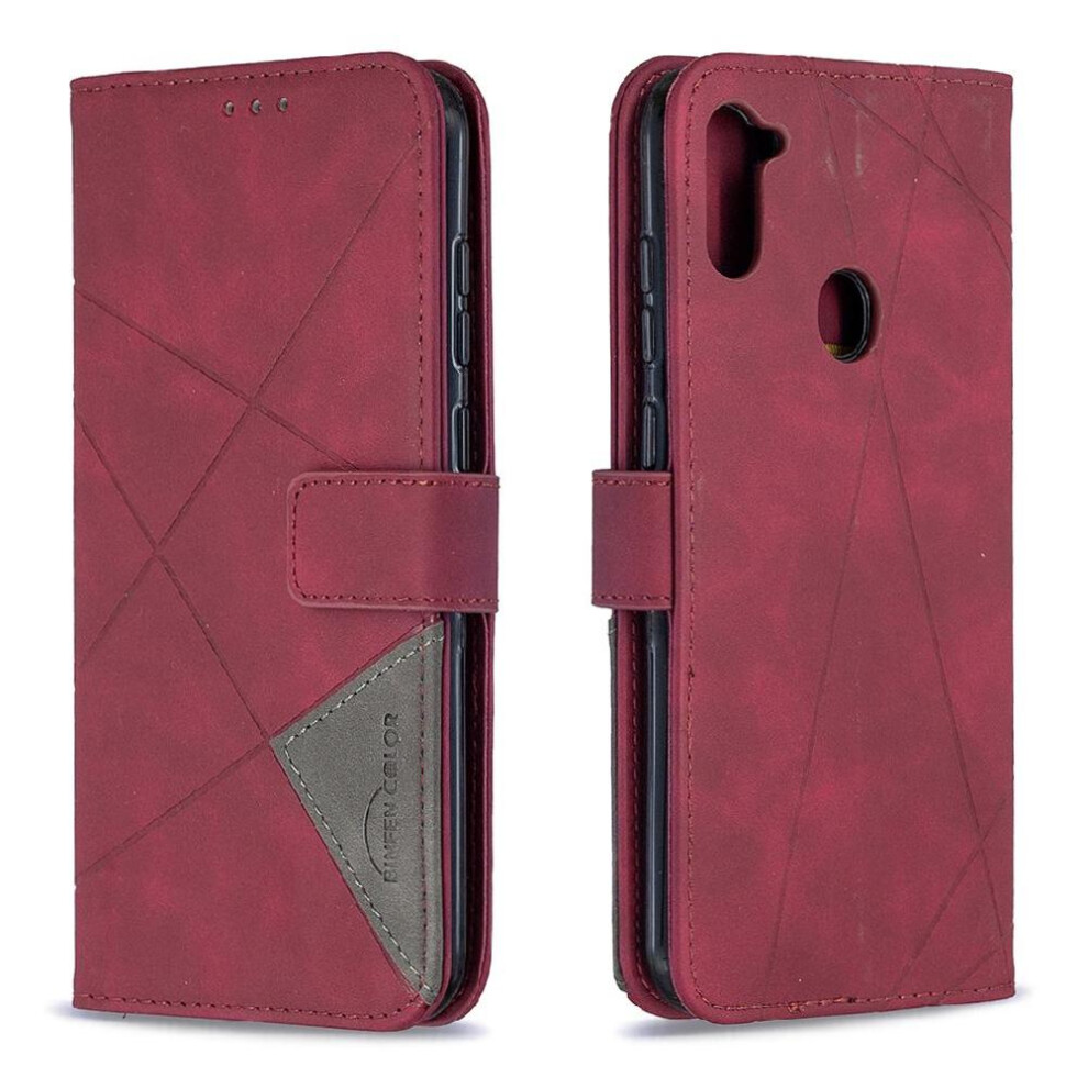 (Red) Flip Case For Samsung Galaxy A11 Protective Pu Leather Shockproof Card Holder Kickstand Magnetic Red 764563111381