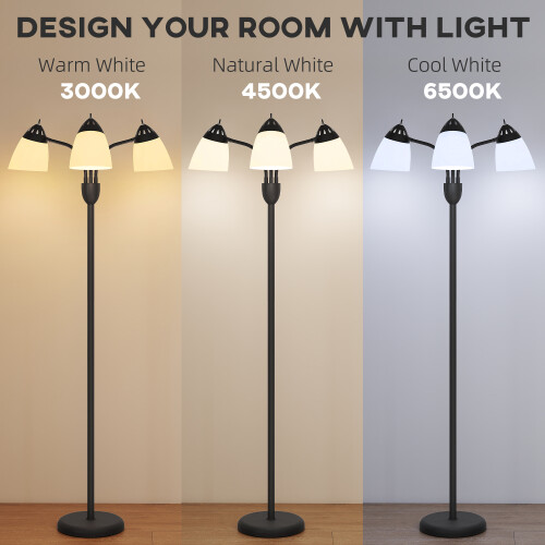 Homcom HOMCOM Arc Tree Floor Lamp with 3000K/4500K/6500K Colour Temperatures Black 2