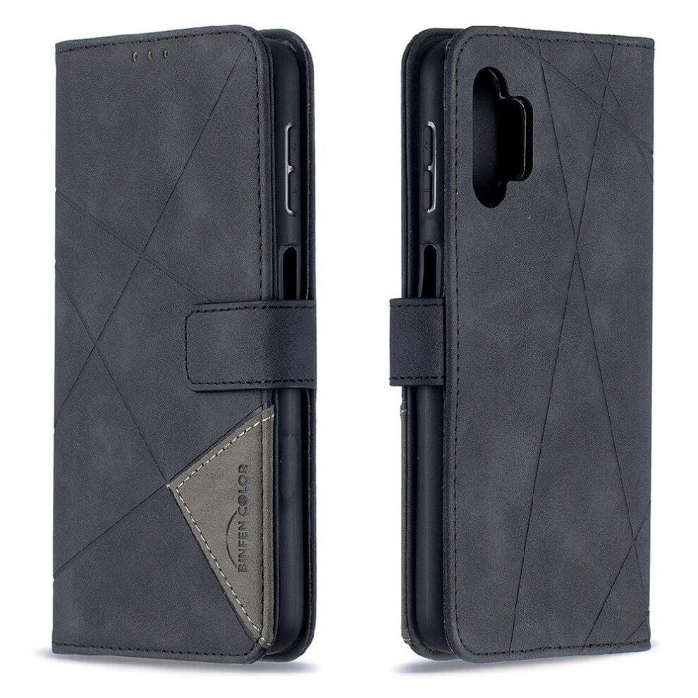 (Black) Flip Case For Samsung Galaxy A32 5G Magnetic Protective Card Holder Kickstand Shockproof Pu Leather Black 764563112791