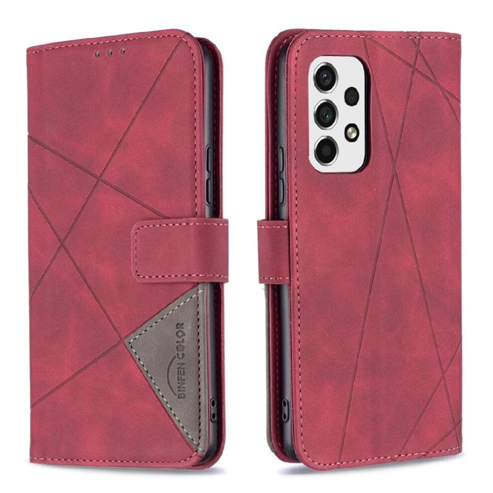 (Red) Flip Case For Samsung Galaxy A53 5G Shockproof Protective Card Holder Kickstand Magnetic Pu Leather Red 764563113729