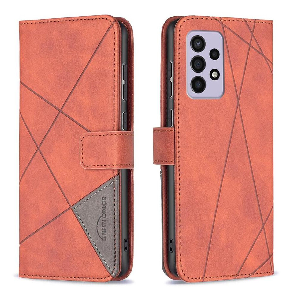 (Brown) Flip Case For Samsung Galaxy A73 5G Protective Shockproof Card Holder Kickstand Magnetic Pu Leather Brown 764563112890