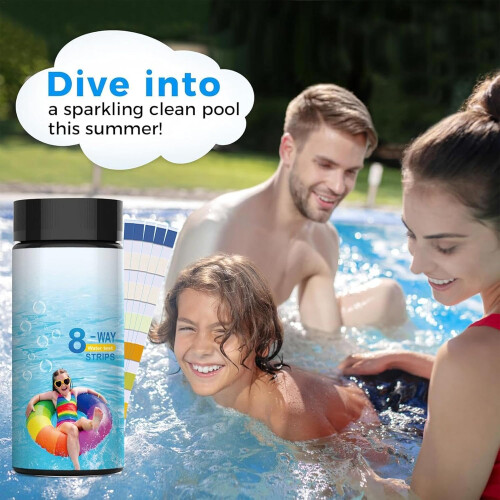 8way pool salt test strips for quick testing of salt, alkalinity, pH, 1