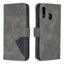 (Gray ) Flip Case for Samsung Galaxy A40 Pu Leather Card Holder Kickstand Protective Shockproof Magnetic