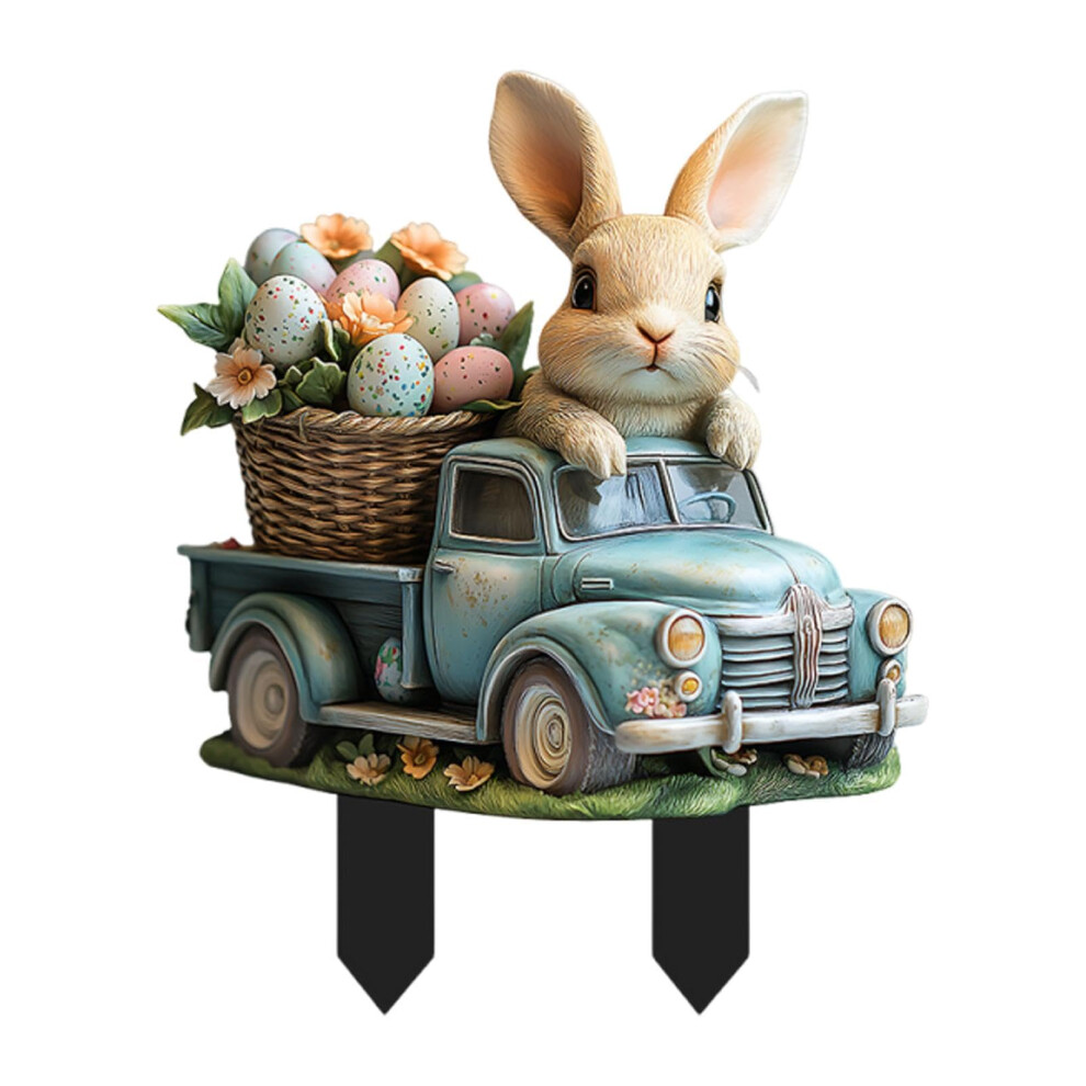 2D Acrylic Easter Bunny Garden Stake, Vintage Garden, Weatherproof-image-OPC-PJ22WWC-NEW