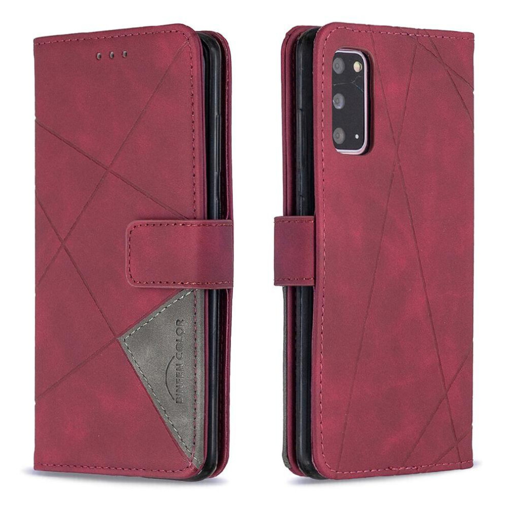 (Red) Flip Case For Samsung Galaxy S20 Pu Leather Shockproof Magnetic Protective Card Holder Kickstand Red 764563115167