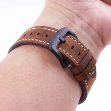 (Dark Brown wo-Piece Leather Watch Band Wrist Strap, 18mm) Genuine Leather Watch Strap Band Quick Release Wristband 18/19/20/21/22/24mm New