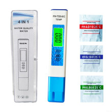 Digital pH meter, 4in1 water quality tester, accuracy pentype tester, water for drinking water, hydroponics, aquarium (blue)
