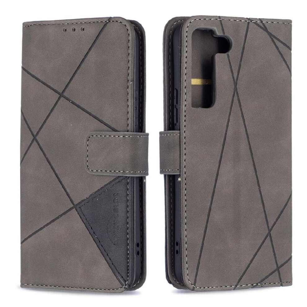 ( ) Flip Case For Samsung Galaxy S22 Protective Shockproof Magnetic Pu Leather Card Holder Kickstand Gray 764563115549