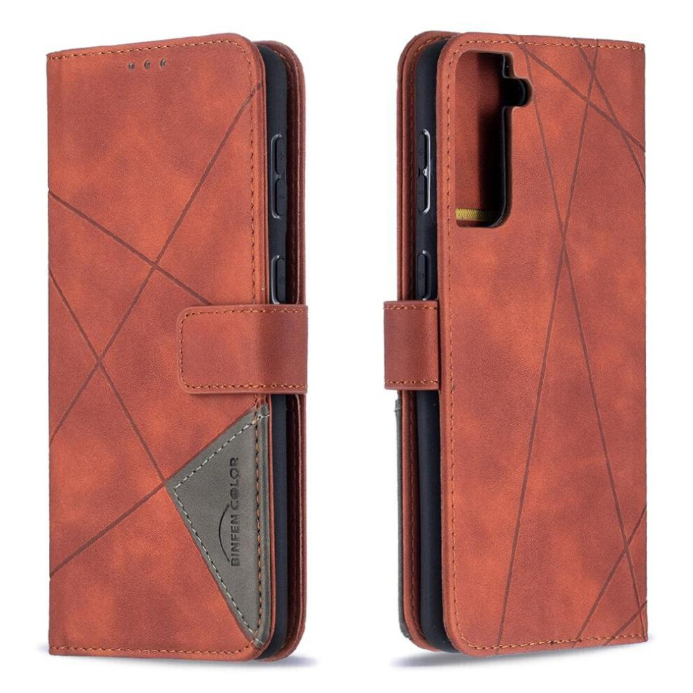 (Brown) Flip Case For Samsung Galaxy S21 Magnetic Protective Shockproof Pu Leather Card Holder Kickstand Brown 764563115952