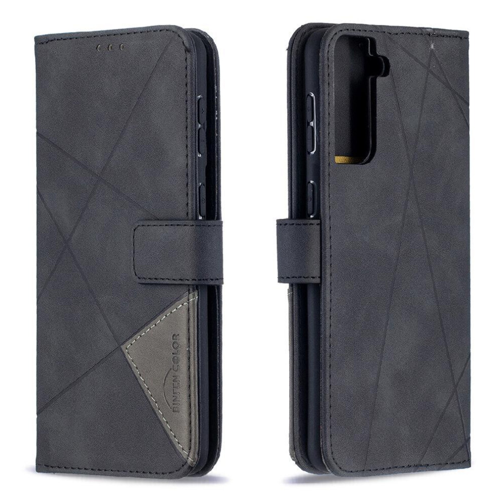 (Black) Flip Case For Samsung Galaxy S21 Plus Protective Card Holder Kickstand Magnetic Shockproof Pu Leather Black 764563115976
