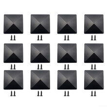 Pyramid design fence post cap made of black plastic, suitable for standard posts with 10.2 x 10.2 cm (12 pieces) 12pcs