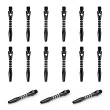 Aluminium Dart Shafts, Pack of 15 Threads with ORing Dart Shafts in Black, 40 mm Dart Shaft, 2BA Universal Thread, Suitable for Soft or Steel Darts.