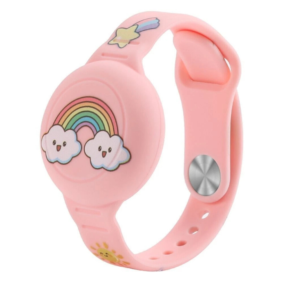(Pink) Silicone Kids Bracelet Waterproof Watch Band Child Wristband For Apple Airtag Pink 4069369060472