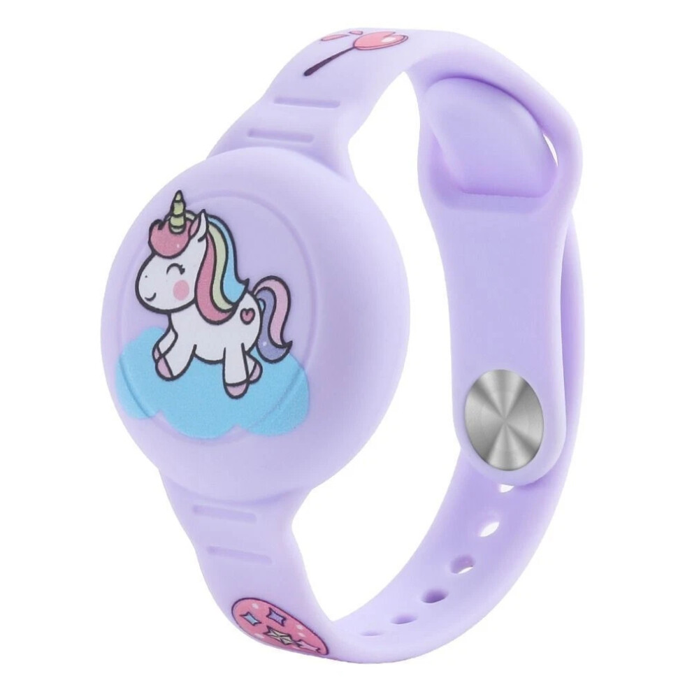 (Purple) Silicone Kids Bracelet Waterproof Watch Band Child Wristband For Apple Airtag Purple 4069369060489