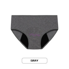 (3# Grey Cotton Blend Women Reusable period panties, L) Ladies Menstrual Panties Leak Proof Underwear Period Brief Physiological Pant
