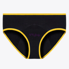 (6# Black & Yellow Breathable Stretch Seamless Knickers, XS) Ladies Menstrual Panties Leak Proof Underwear Period Brief Physiological Pant