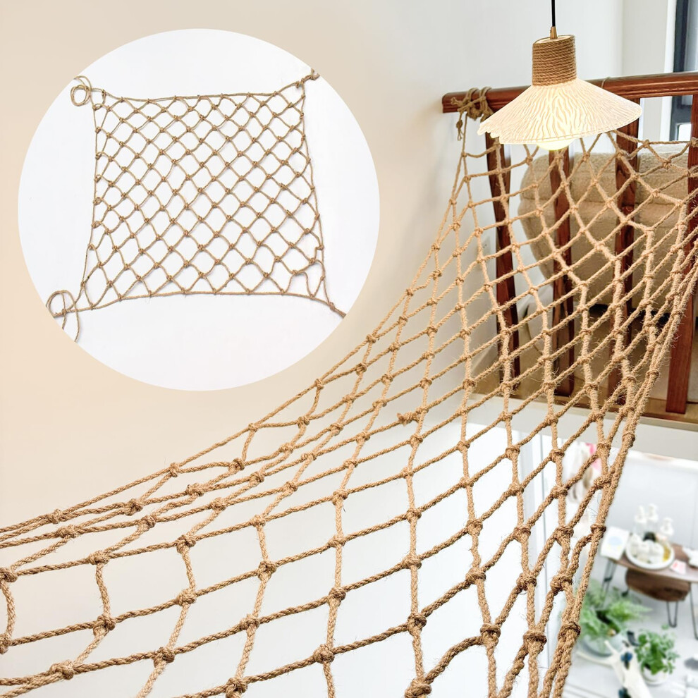 Hemp Rope Net For Hanging Clothes, Toys, Railing Protection For Indoor, Outdoor (1M1m Jute) 6493810076138
