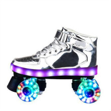 Roller skates Women Adults Inline skates Women Unisex Beginners Youth Lightup Hightop Rollerskates For Indoor(Silver,43 EU) 43 EU Silver