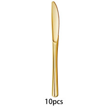 (10pcs Knife) Golden Simple Plastic Silverware, High-Quality Reusable Tableware Set Perfect for Parties, Weddings, Balls, Birthdays