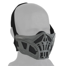 Airsoft Mesh Half Face Mask, Breathable Silica Gel Mask with Ear Protection for CS Hunting, Paintball, Shooting, Halloween, Cosplay Gray