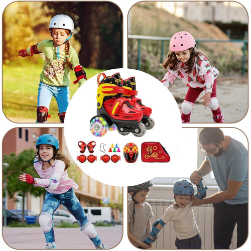 Adjustable threepoint roller skates for beginners – Black / Red B 2