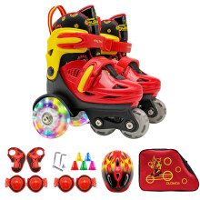 Adjustable threepoint roller skates for beginners – Black / Red B