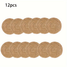 (12pc) Hand-Woven Placemats, Table Mats, Material Woven Placemats, Heat Insulation Mats, Suitable for Home Decoration, Weddings
