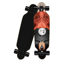 Skateboard 80 cm Mini Longboard 8 Layers Maple Wood with ABEC7 Bearings for Adults and Beginners Black Wheels